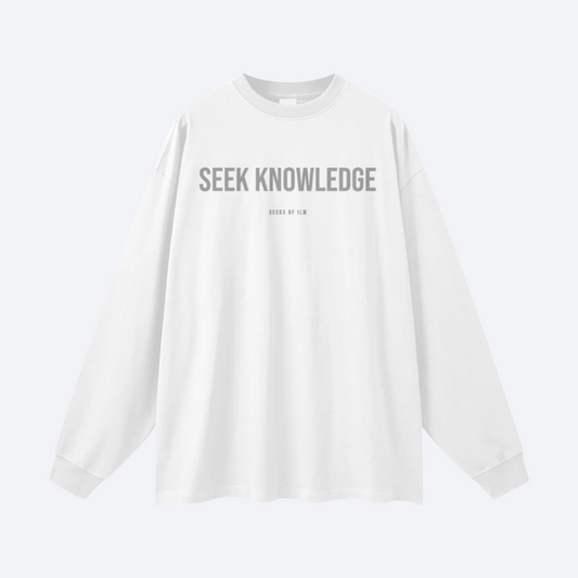 SEEK KNOWLEDGE LONGSLEEVE - BLANC